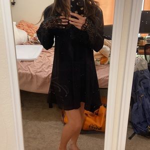 Formal casual black dress. Slightly witchy but also chic